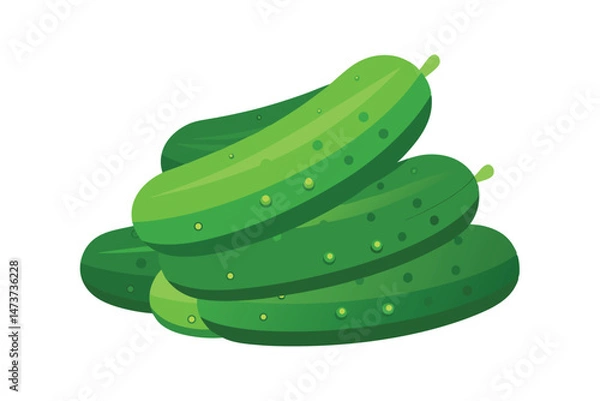 Fototapeta Stack of Fresh Cucumbers Isolated