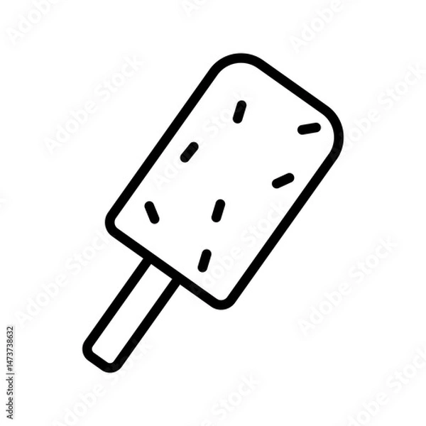 Fototapeta Ice cream on a stick, eskimo pie pictogram. Popsicle ice cream with melted chocolate, frozen sweet dessert, ice cream shop. Vector icon