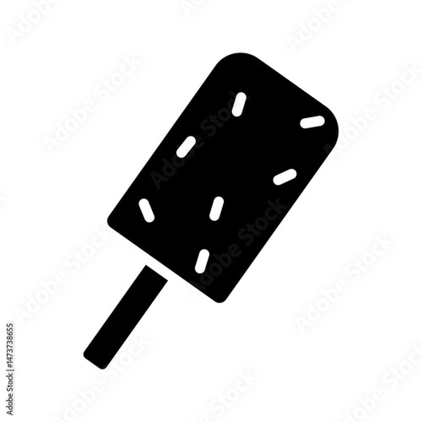 Fototapeta Ice cream on a stick, eskimo pie pictogram. Popsicle ice cream with melted chocolate, frozen sweet dessert, ice cream shop. Vector icon