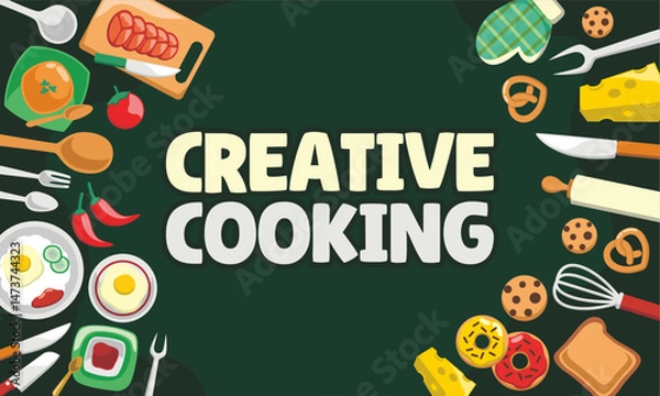 Obraz  hand draw cooking ware utensil background template