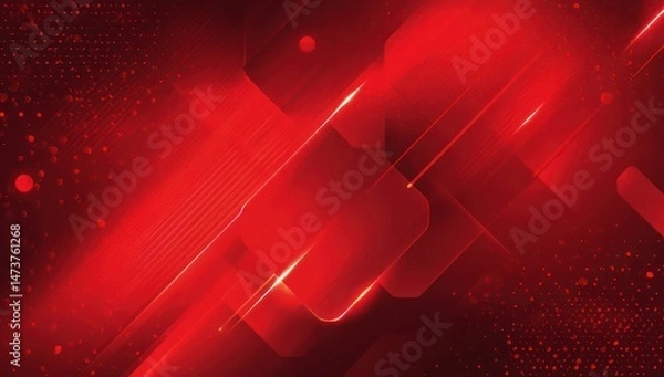 Obraz Vibrant abstract red background featuring futuristic elements and modern technology concepts.