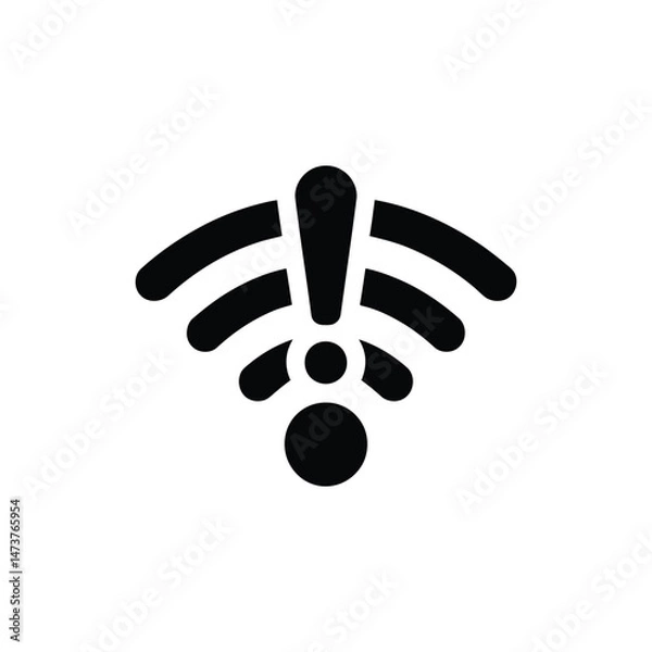 Fototapeta No Wifi Connection Icon, Isolated Wireless Network Symbol, Black on Transparent
