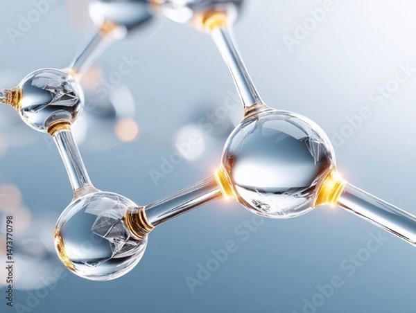 Obraz Transparent Molecule Structure with Luminous Interconnections