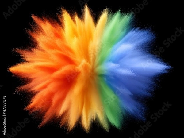Obraz Vibrant Explosion of Powdered Colors Artistic Display on Dark Backdrop Design