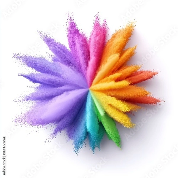 Obraz Vibrant Multi Colored Powder Explosion Artistic Display Against White Backdrop