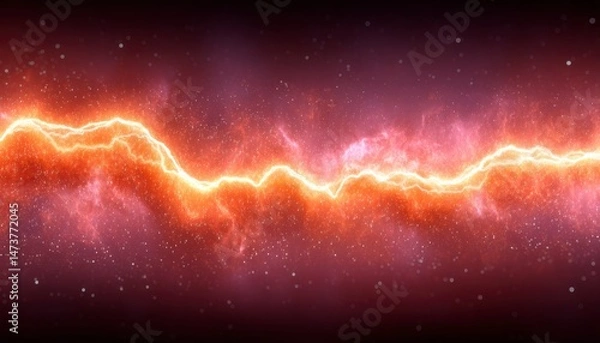 Obraz Vibrant Lightning Bolt Visual Abstract Energy Surge on Galaxy Inspired Background