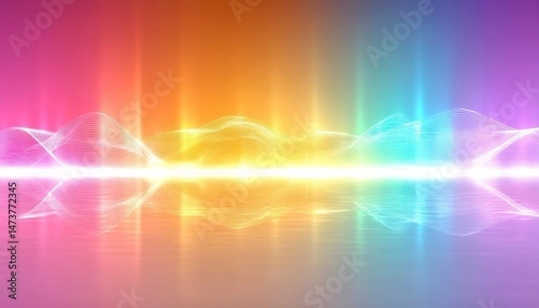 Obraz Vibrant Spectrum of Light Waves Abstract Background with Reflections Graphic Resource