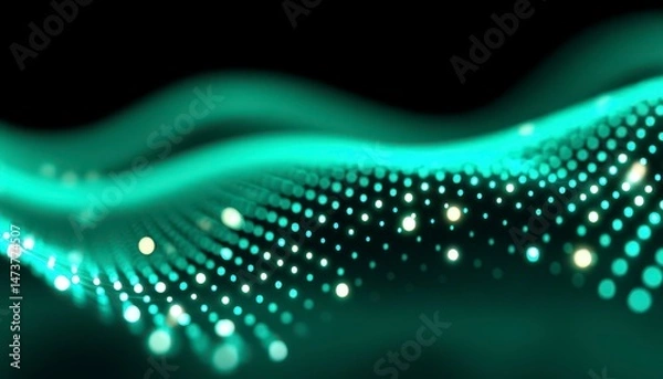Obraz Waving Surface of Glowing Spheres Subtle Light Pattern Abstract Illustration.