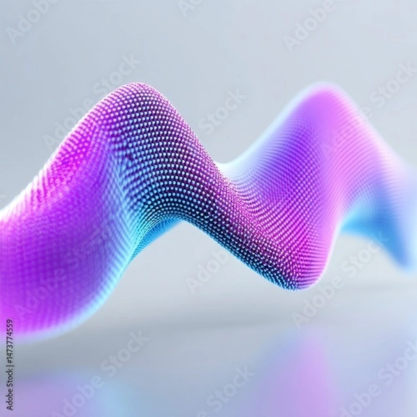 Obraz Wavy Abstract 3D Mesh with Purple and Blue Gradient.