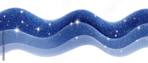 Obraz Wavy Glittering Patterned Layers Graphic Background with Sparkles and Stars