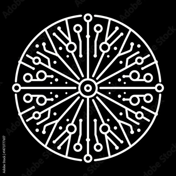 Fototapeta Starburst AI Node Icon for Tech Design