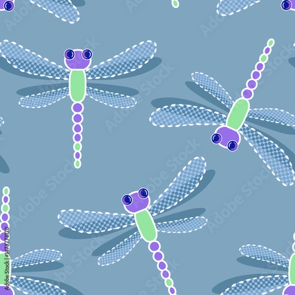 Fototapeta Dragonflies Seamless Pattern