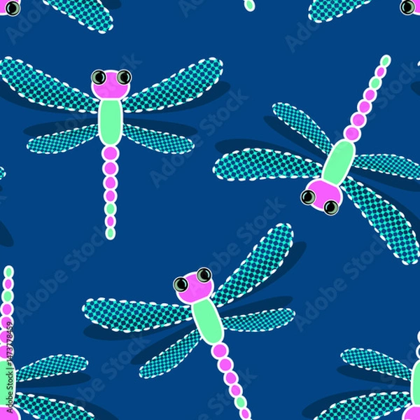 Fototapeta Dragonflies Seamless Pattern