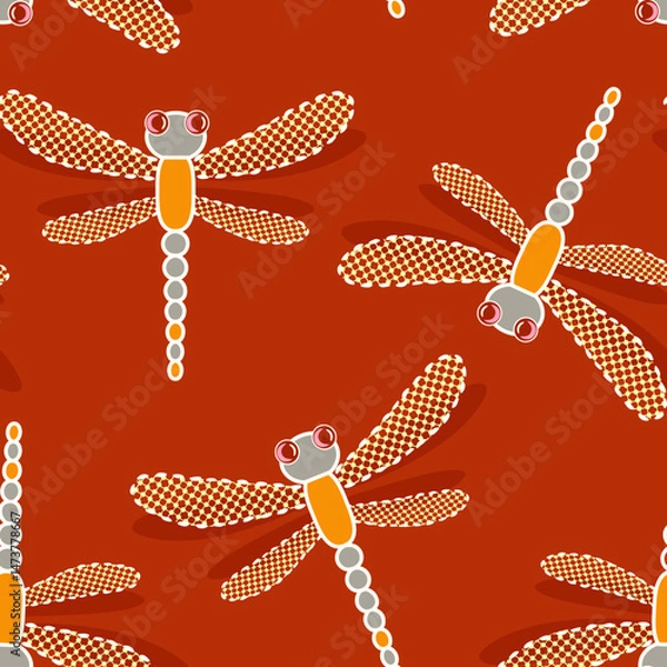 Fototapeta Dragonflies Seamless Pattern