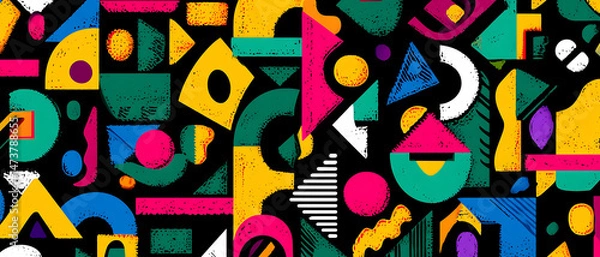 Fototapeta Vibrant Geometric Abstract Art Colorful Shapes Background