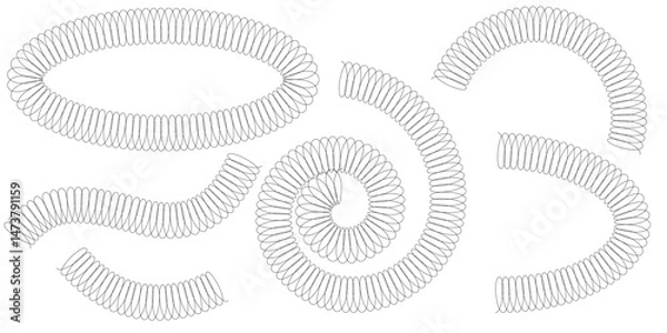 Obraz Spring spiral coil icon set with elegant line art perfect for modern design projects seasonal decorations minimal illustrations and creative visual elements for web or print