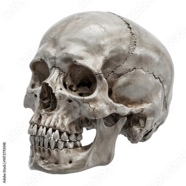 Obraz human skull side view isolated on white background