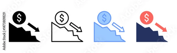 Fototapeta Fiscal icon sheet multiple style collection