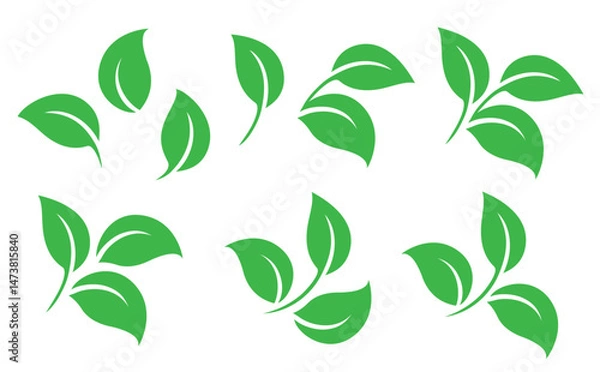 Obraz Flying green leaves vector icons set