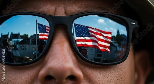 Obraz American Flag Reflected in Sunglasses