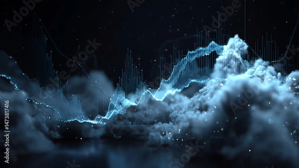 Fototapeta combination of cloud and line charts in data visualization shows the dynamic changes of complex data