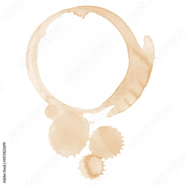 Fototapeta Coffee Stain on paper. Coffee or tea stains and traces - modern isolated clip art on white background. Splashes of cups, mugs and drops. Use this high quality set for your menu, bar, Cafe