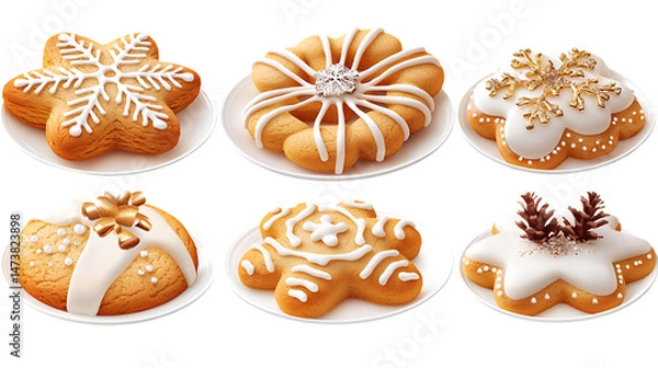 Obraz Christmas gingerbread cookie png cut out element set