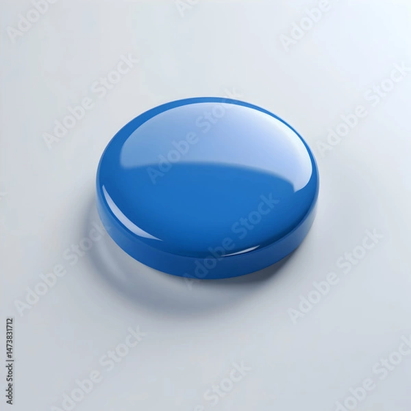 Fototapeta Vibrant Blue Call-to-Action Button on Neutral Background – Minimal 3D UI Element

