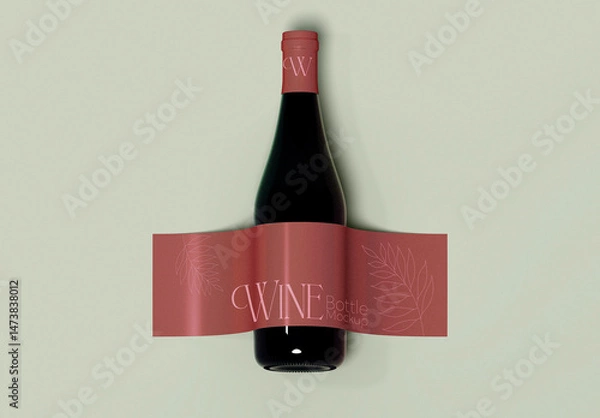 Obraz Wine Bottle with Curved Label Mockup