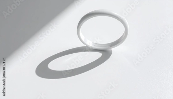 Fototapeta Shadow play of a white ring minimalist studio setting close-up photography soft lighting abstract concept