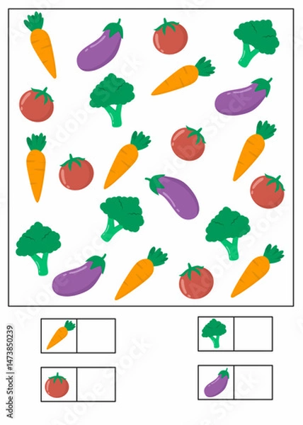 Obraz I can spy worksheet for kids, how many printable for kindergarten, i can spy worksheet with fruits on theme