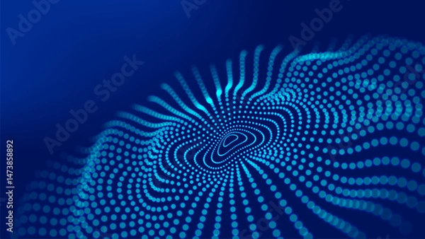 Obraz Abstract vector wave with interweaving lines and dots. Digital technologies - big data research.