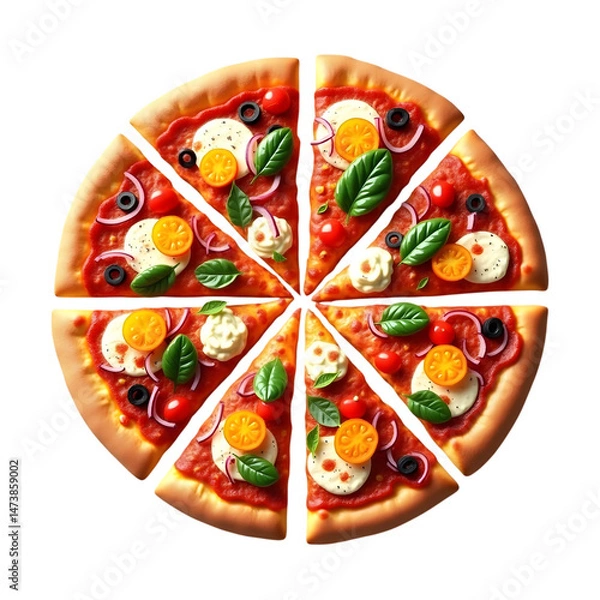 Obraz Delicious Pizza with Toppings on a transparent background