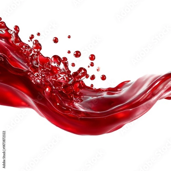 Obraz A dynamic and abstract splash of vibrant red liquid is captured against a clean white background