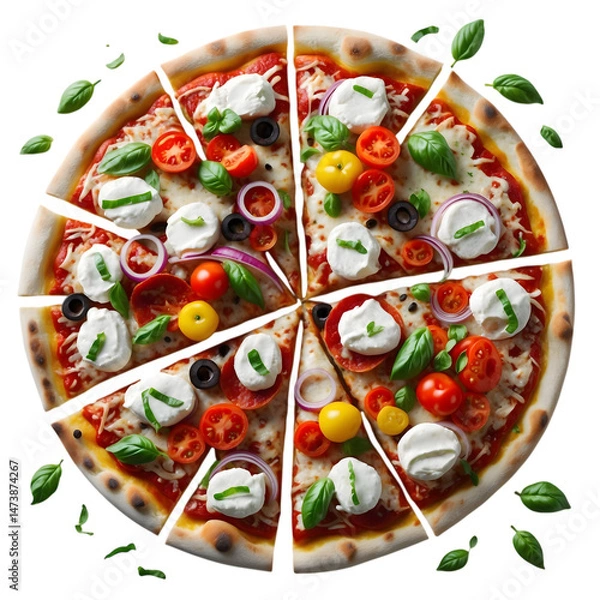 Obraz Pizza Slices Top View on a transparent background