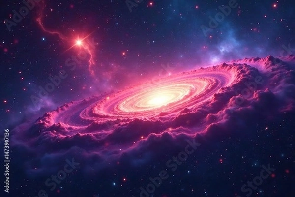 Fototapeta Stunning vibrant nebula in deep space, swirling cosmic dust and gas ,  cosmos,  celestial
