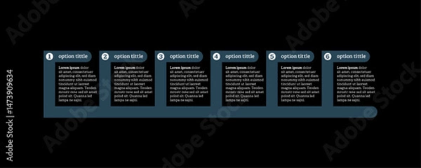 Fototapeta Very simply infographic design with 6 options or steps. Infographics for business concept.