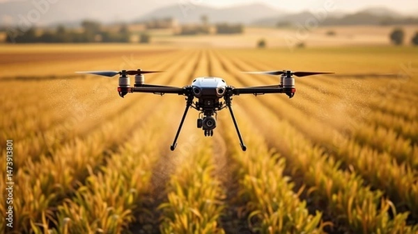 Fototapeta Precision Pesticide Application in Agriculture with Mini Drone