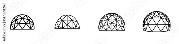 Fototapeta Vector illustration icons of geodesic dome structures in various stages of complexity on a white background