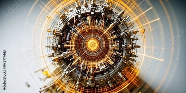 Fototapeta Small Modular Reactor Core: Fission Chain Reaction & Safety Mechanisms