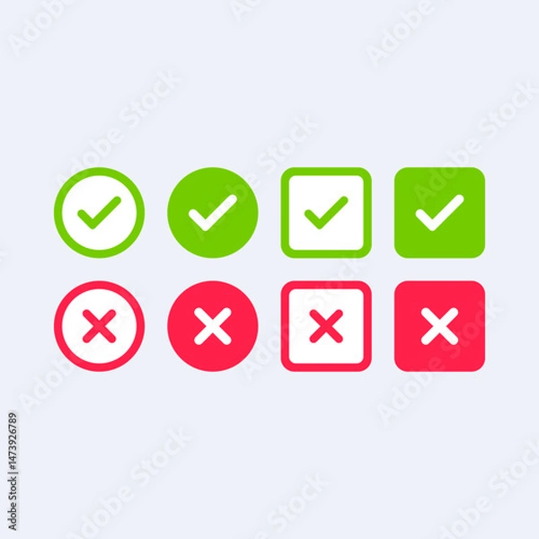Fototapeta Contains green and red checkmark and cross icons.
