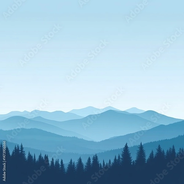 Obraz Misty mountain range silhouettes