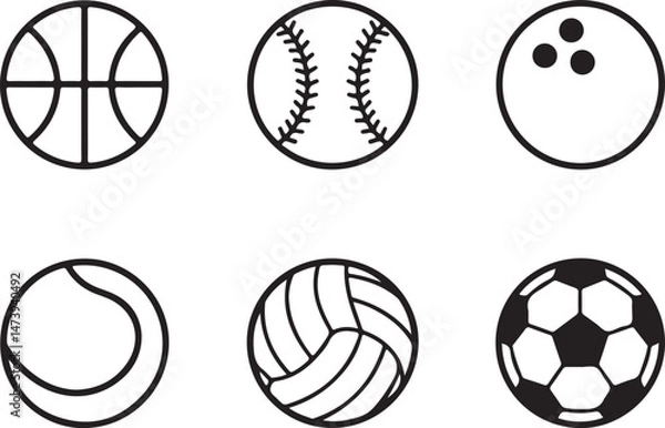 Fototapeta Sports Silhouette SVG Bundle – Athletic Clipart for Cricut, T-Shirts, and Workout Designs