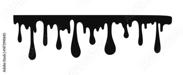 Fototapeta Liquid Drip and Splash Elements — Black Fluid Shapes, Grunge Splatter, and Melting Forms for Frames, Borders, and Artistic Graffiti-Inspired Design