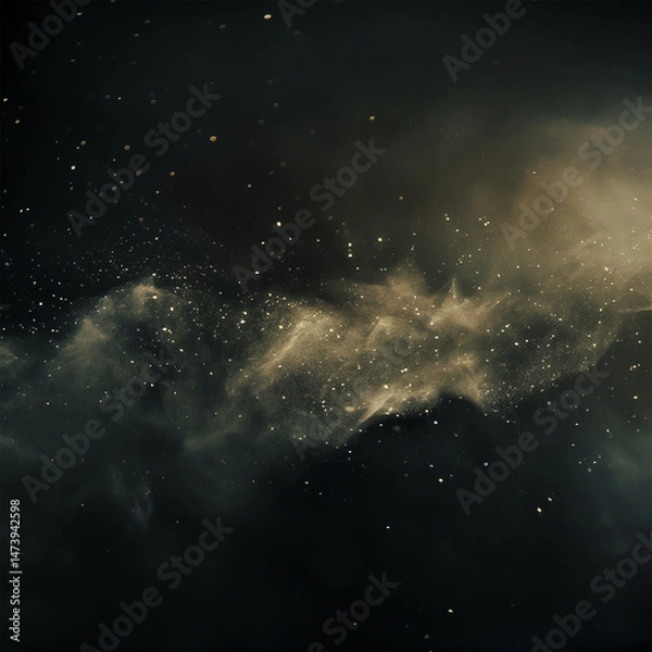 Fototapeta Dust particles floating in air, cinematic style on dark background