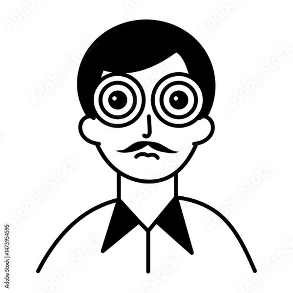 Fototapeta A character with psychedelic eyes, doodle style icon  