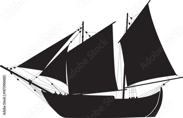 Obraz Sailing ship detailed vector silhouette. EPS 8