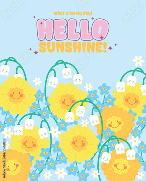 Obraz Sunny smiles bloom in a cheerful garden of yellow and white flowers. A perfect day to say, “Hello sunshine!