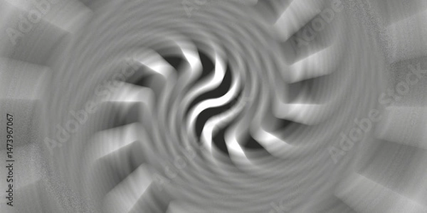 Obraz Optical Illusion Whirl: An abstract visual of a mesmerizing swirl pattern in grayscale. The pattern creates a dynamic illusion of motion and depth, suggesting energy and flow.