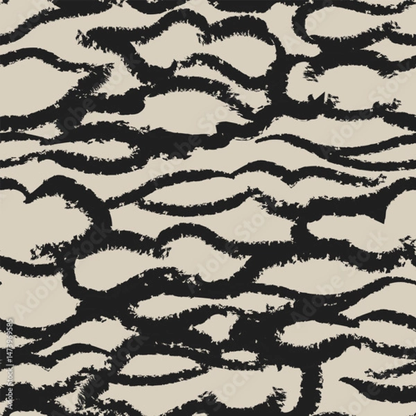 Fototapeta Neutral Colour Abstract Brush Strokes Seamless Pattern Design